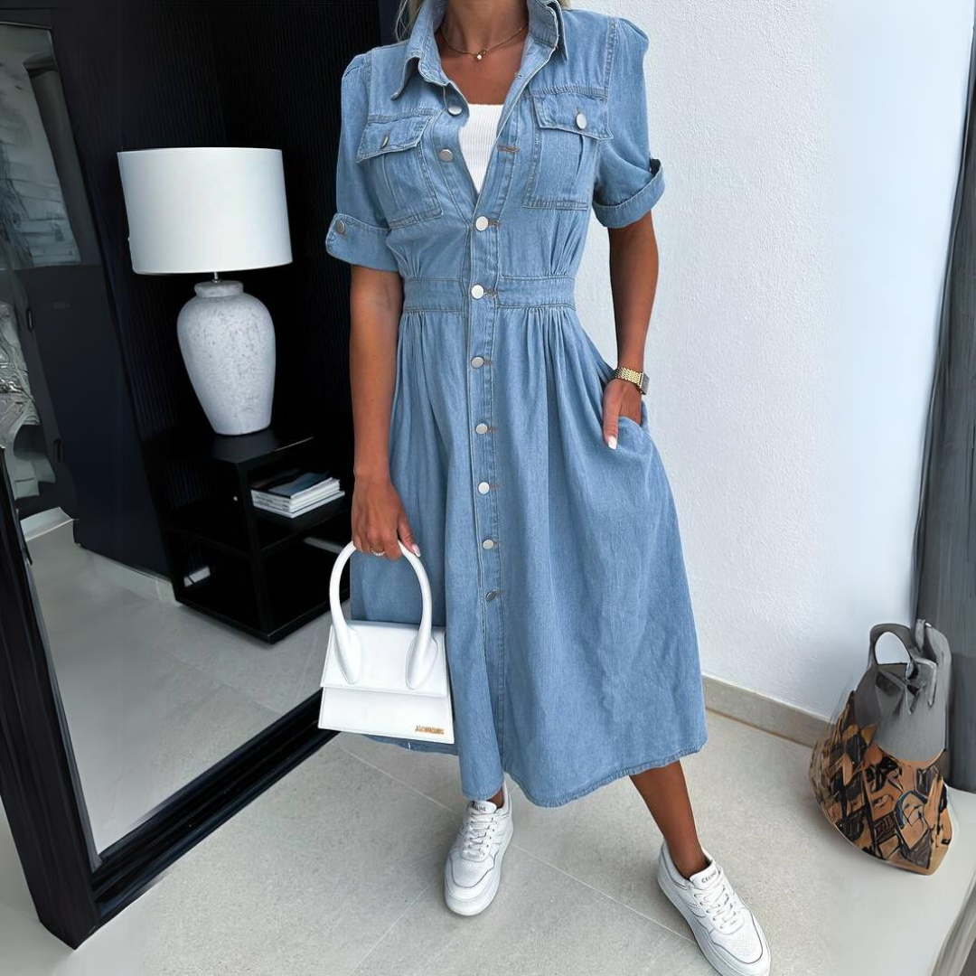 Rebekka Mid-Length Denim Dress