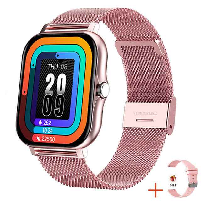 Familyfinds Y13 Smart Watch – Heart Rate, Pedometer, Bluetooth Call, Fitness & Sleep Tracker Powder mesh plus silicone