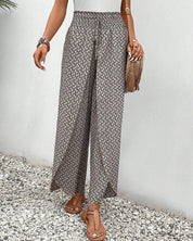 Magdalene - Women's Geometric Print Wide-Leg Trousers