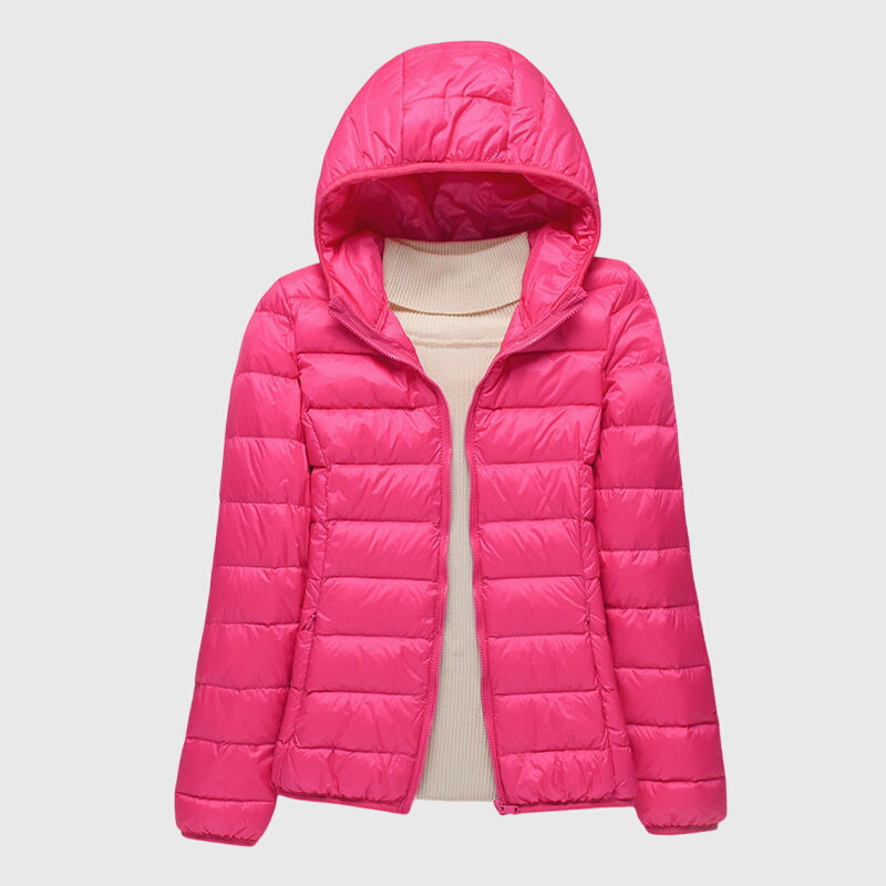 Lily - Ultra-Light Quilted Jacket Pink Hood
