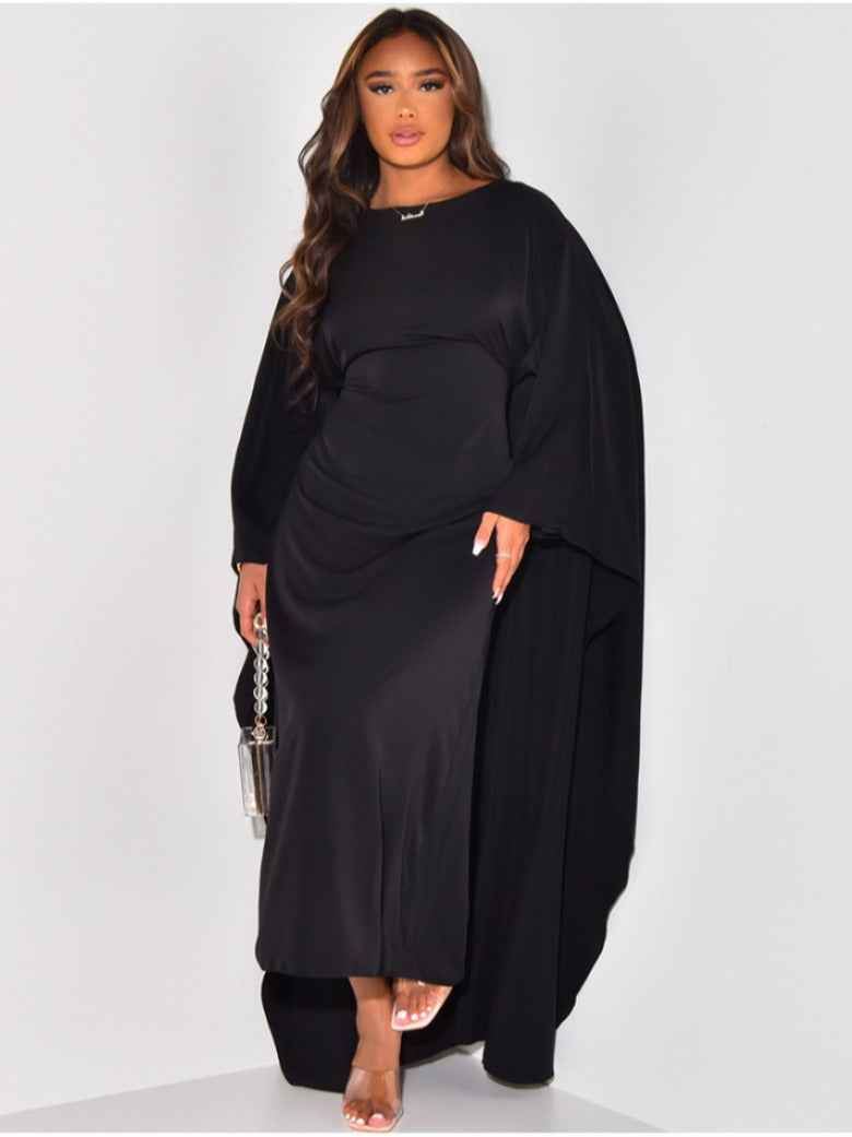 Marleen Cape Maxi Dress for Effortless Elegance and Style Black