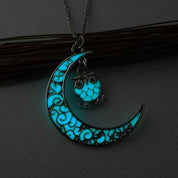 Glowing Pendant Necklace – Luminous Silver Chain Jewelry for Women Owl Blue