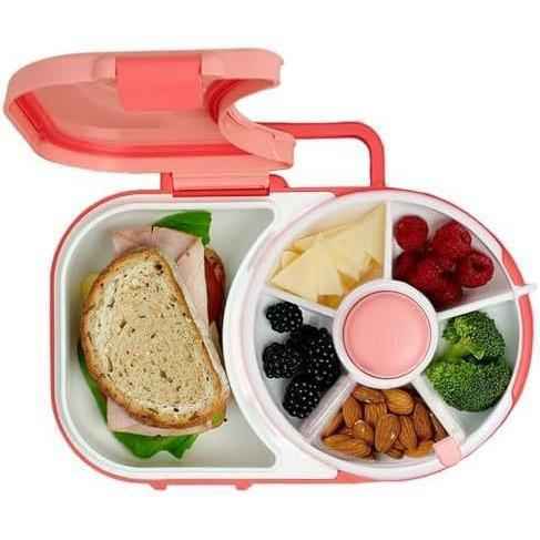 Kids Snack Storage Box – Rotating Fruit Plate with Lid, Airtight Snack Organizer Pink
