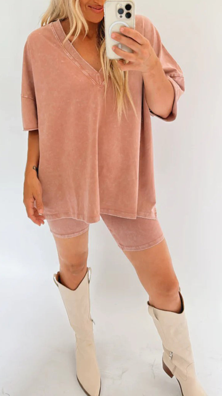 Amarra Relaxed T-Shirt and Shorts Set for Ultimate Comfort Orange