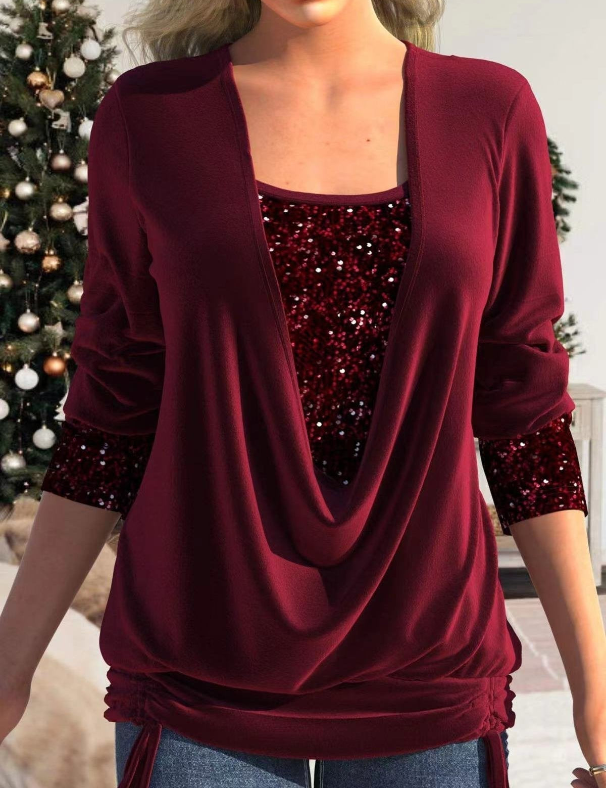 Sparkling Edith Blouse Red