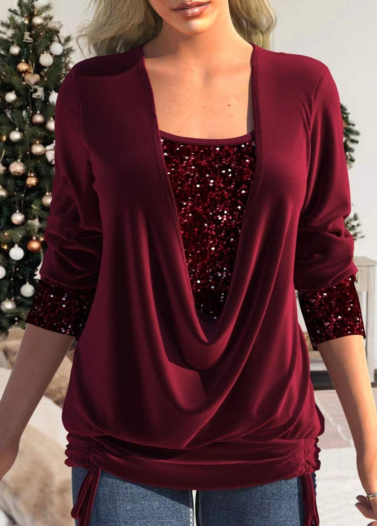 Sparkling Edith Blouse Red