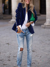Elegant Velvet Blazer For Sophisticated Formal And Daywear - New Family Finds