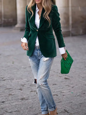 Elegant Velvet Blazer For Sophisticated Formal And Daywear - New Family Finds