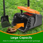 Pooper Scooper Kit – Long Handle Rake & Bin with Bags for Dog Waste