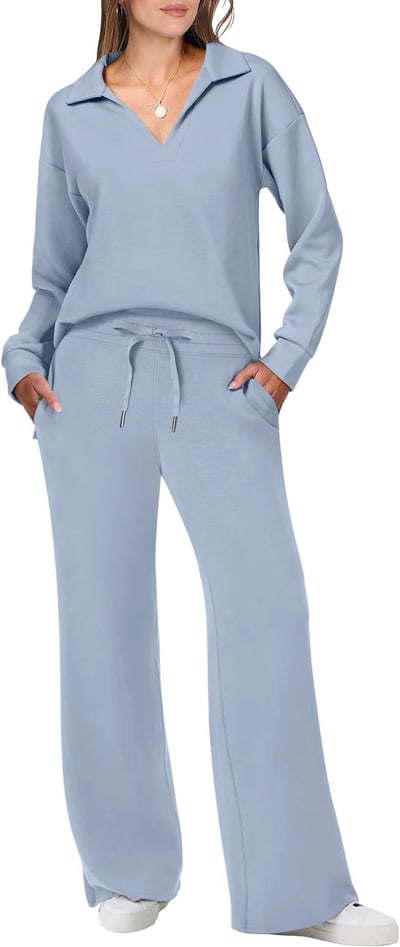 Briar Relaxed Sweater Trouser Set for Ultimate Comfort and Style Light Blue