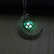 Glowing Pendant Necklace – Luminous Silver Chain Jewelry for Women Love green