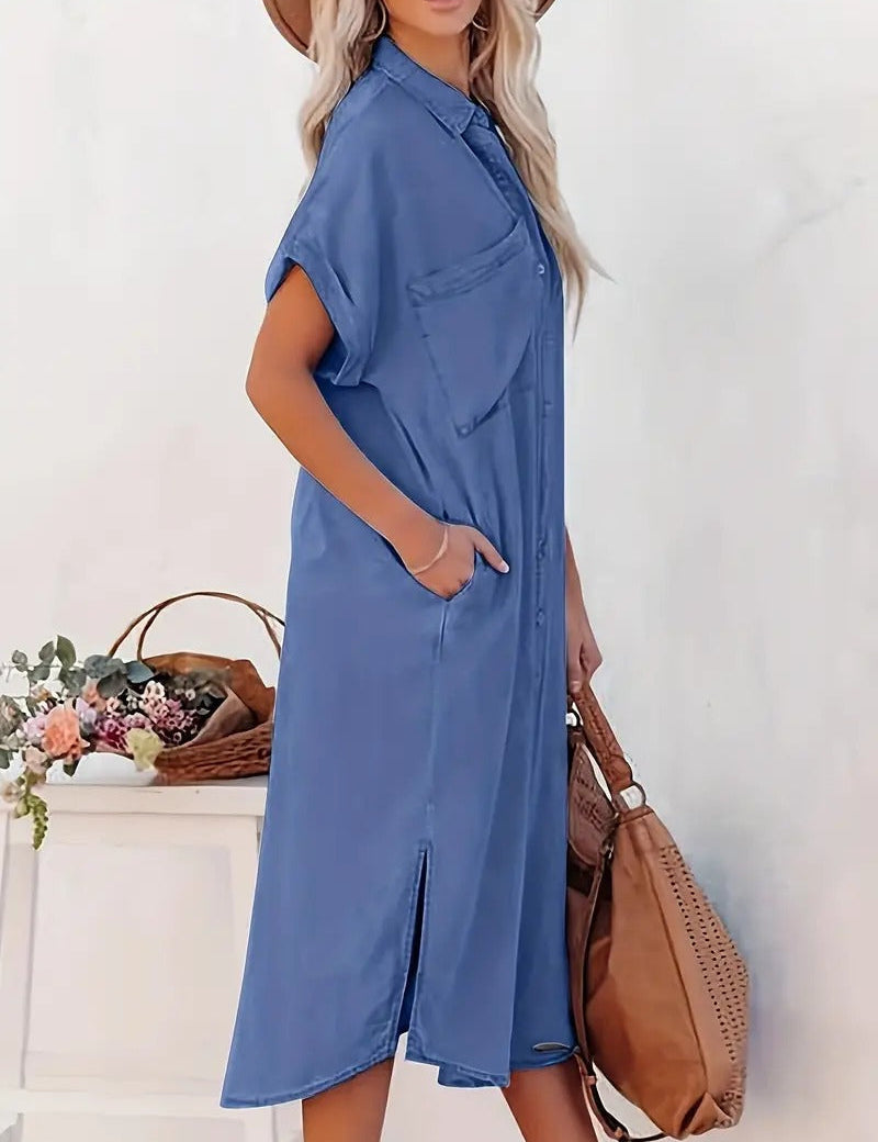 Lina - Batwing Sleeve Denim Dress