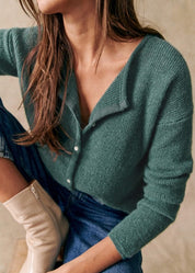 Cozy Knit Cardigan With Crew Neck And Pearl Buttons - New Family Finds