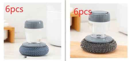 Kitchen Palm Brush – Push-Type Soap Dispenser Scrubber & Cleaner A and B 6set
