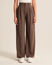 Charmaine Wide-Leg Office Trousers Dark Brown