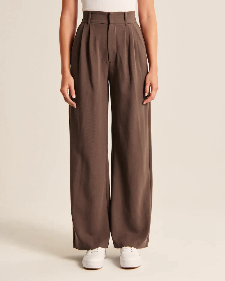 Charmaine Wide-Leg Office Trousers Dark Brown
