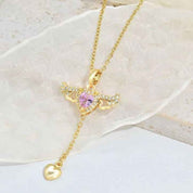 Cupid Heart Angel Wings Necklace – Crystal Tassel Pendant Jewelry Gift for Women