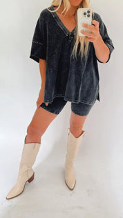 Amarra Relaxed T-Shirt and Shorts Set for Ultimate Comfort Black