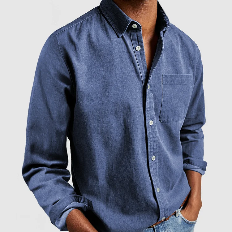 Fynn Long-Sleeve Button-Up Shirt Blue
