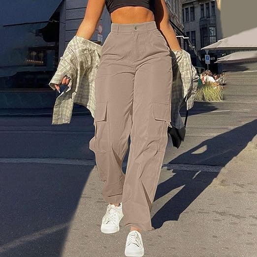 Patrice - High-Waisted Cargo Pants Khaki