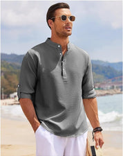Hugo Stand-Up Collar Shirt with Rolled-Up Sleeves