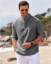 Hugo Stand-Up Collar Shirt with Rolled-Up Sleeves