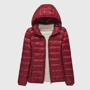 Lily - Ultra-Light Quilted Jacket Burgundy Hood