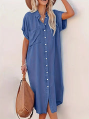 Lina - Batwing Sleeve Denim Dress Blue