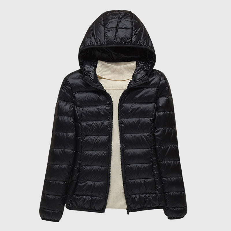 Lily - Ultra-Light Quilted Jacket Black Hood