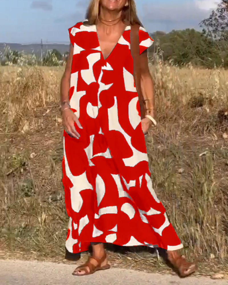 Zoey - Casual Elegance Maxi Dress Red