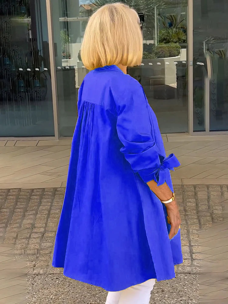 Gathered Back Cotton Shirt Jacket With Flowy Swing Casual - New Family Finds