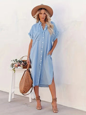 Lina - Batwing Sleeve Denim Dress