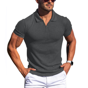 Johan Short Sleeve Ribbed Polo Dark Gray