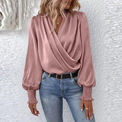 Lilou Blouse with Pleated Puff Sleeves Pink