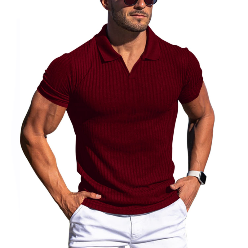 Johan Short Sleeve Ribbed Polo Red