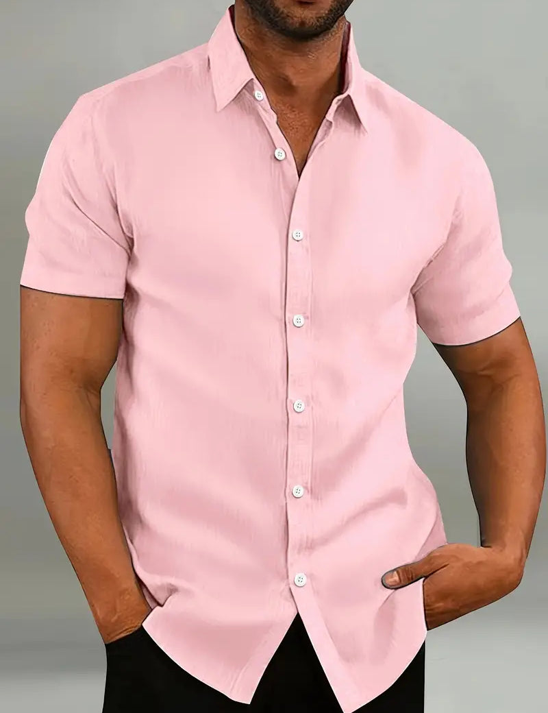 Fritz Short Sleeve Button-Up Shirt Pink
