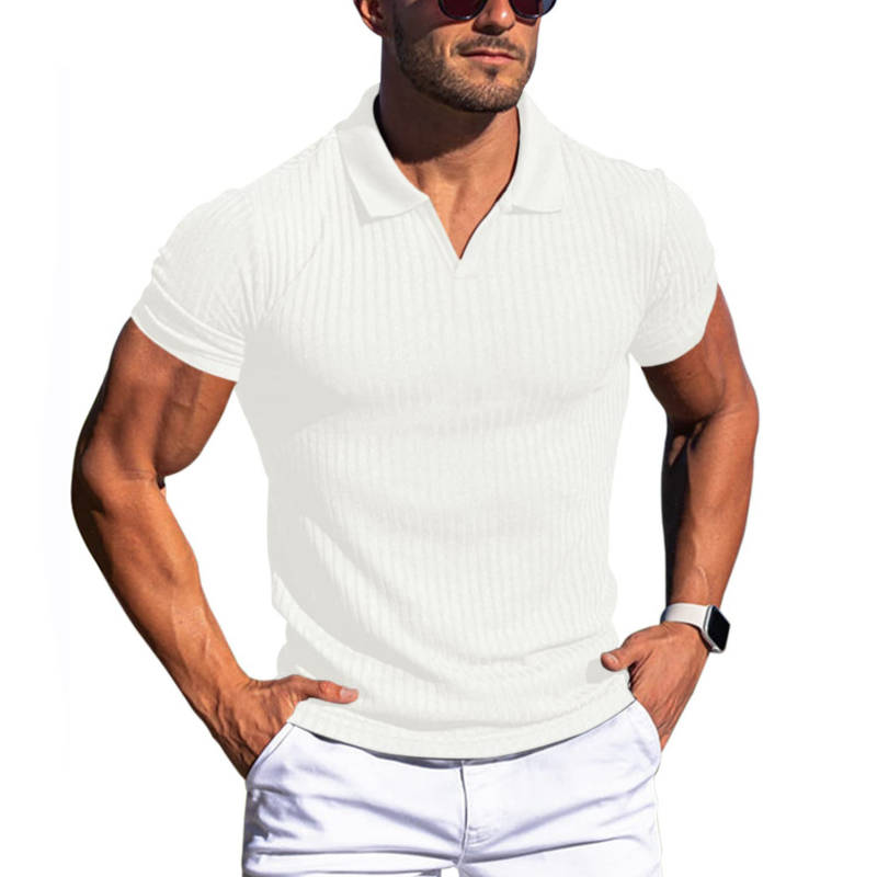 Johan Short Sleeve Ribbed Polo White
