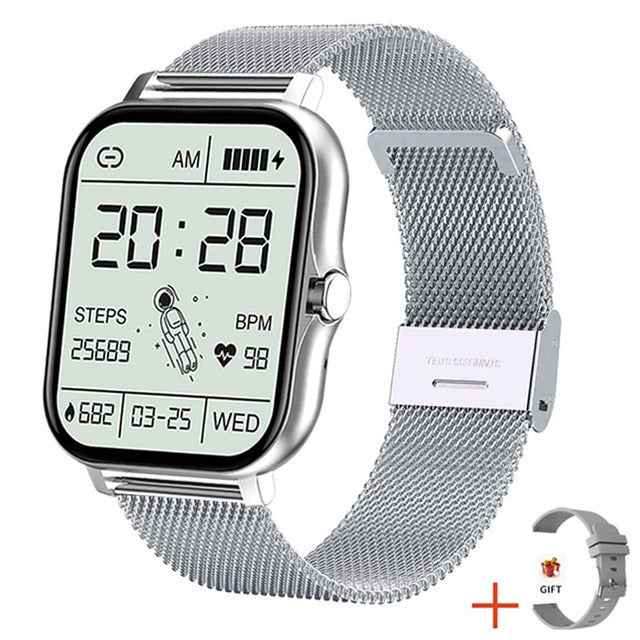 Familyfinds Y13 Smart Watch – Heart Rate, Pedometer, Bluetooth Call, Fitness & Sleep Tracker Silver mesh plus silicone