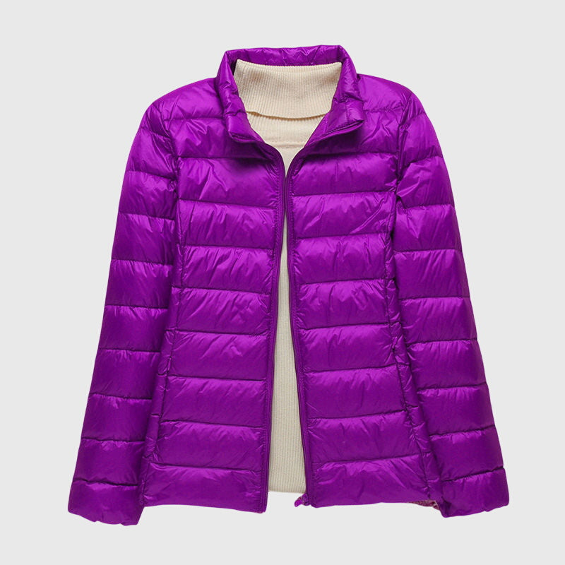 Lily - Ultra-Light Quilted Jacket Purple Stand-up Collar