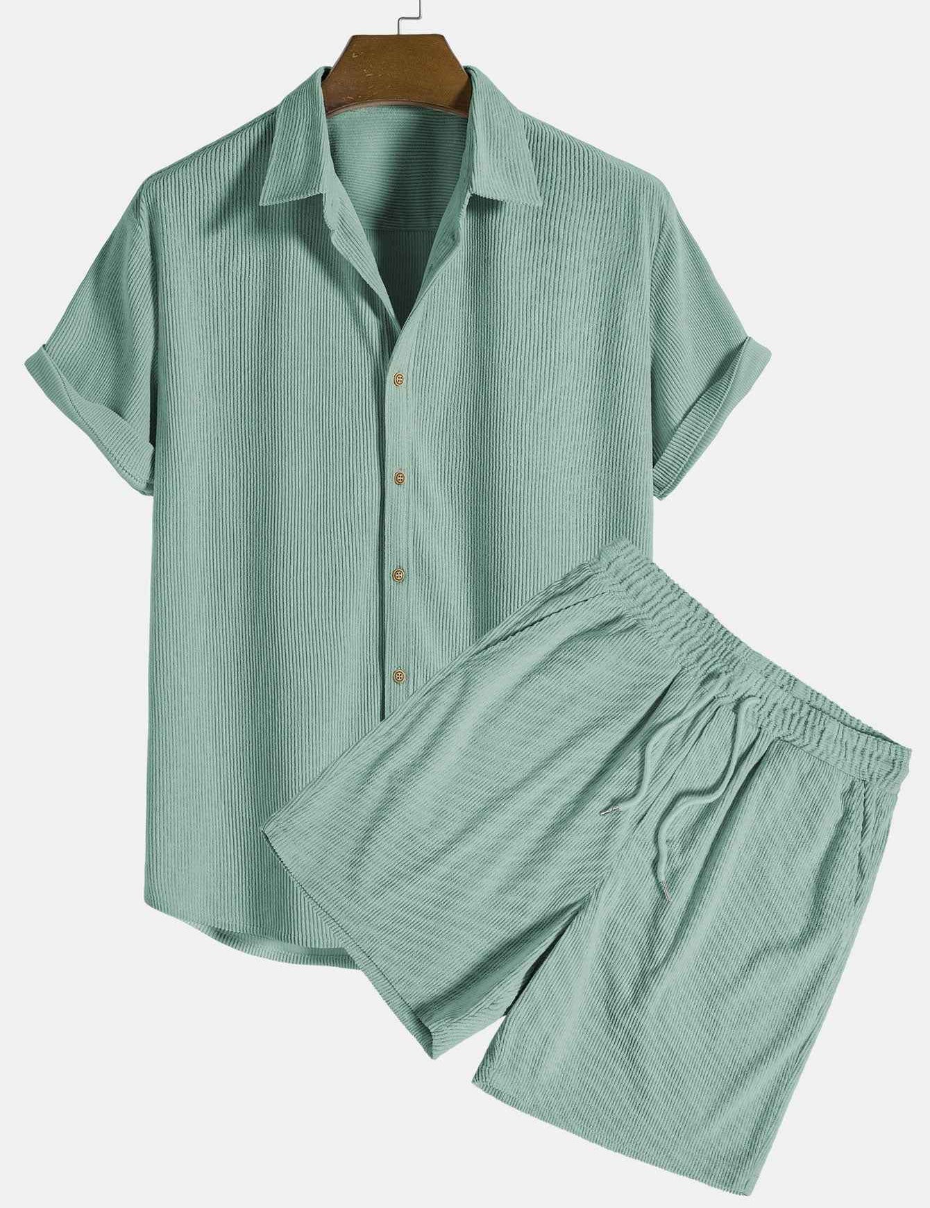Klaus Textured Shirt and Shorts Set Green