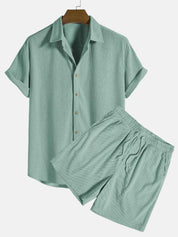 Klaus Textured Shirt and Shorts Set Green