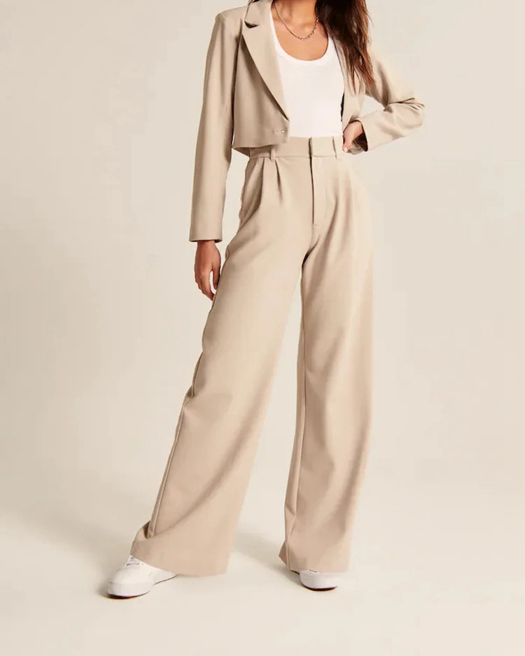 Charmaine Wide-Leg Office Trousers Apricot