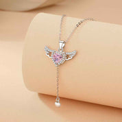 Cupid Heart Angel Wings Necklace – Crystal Tassel Pendant Jewelry Gift for Women