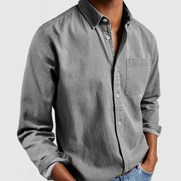 Fynn Long-Sleeve Button-Up Shirt Grey