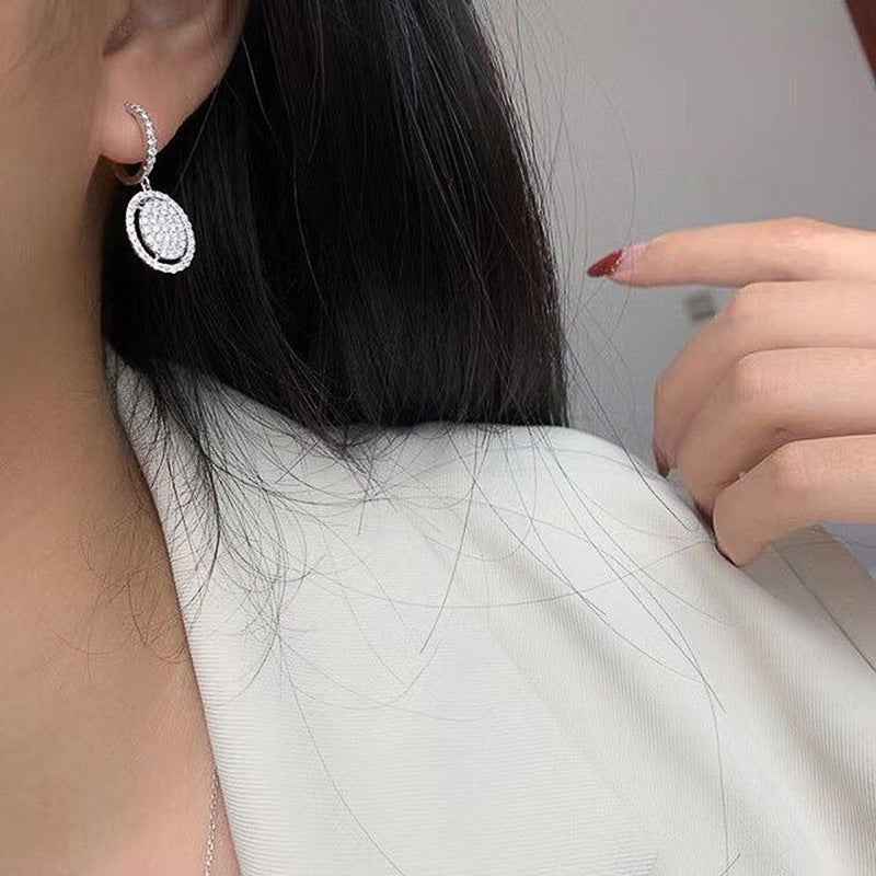 White Gold Plated Oval Earrings – Elegant Geometric Copper Earrings for Women | Familyfinds