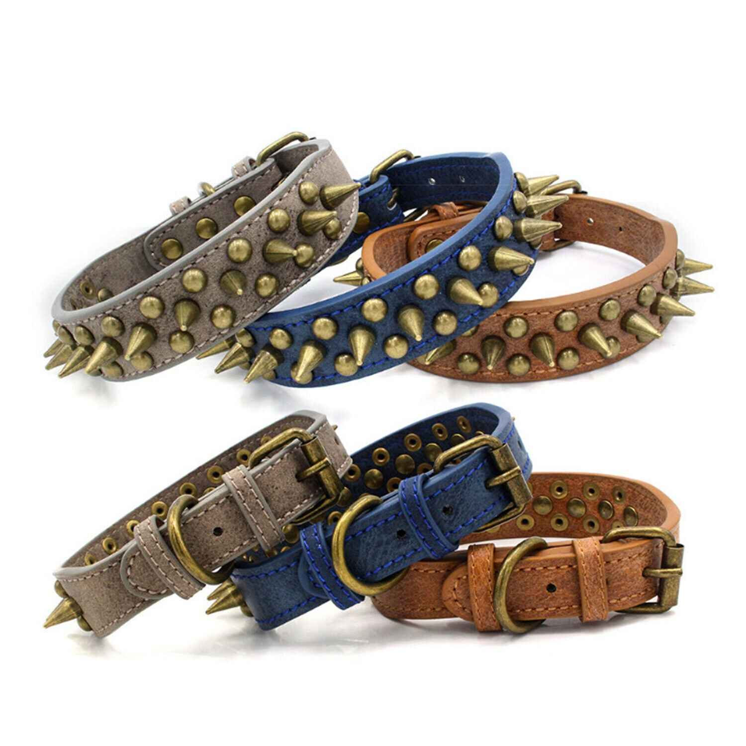 Retro Spiked Dog Collar – PU Leather Adjustable Collar for Large Dogs