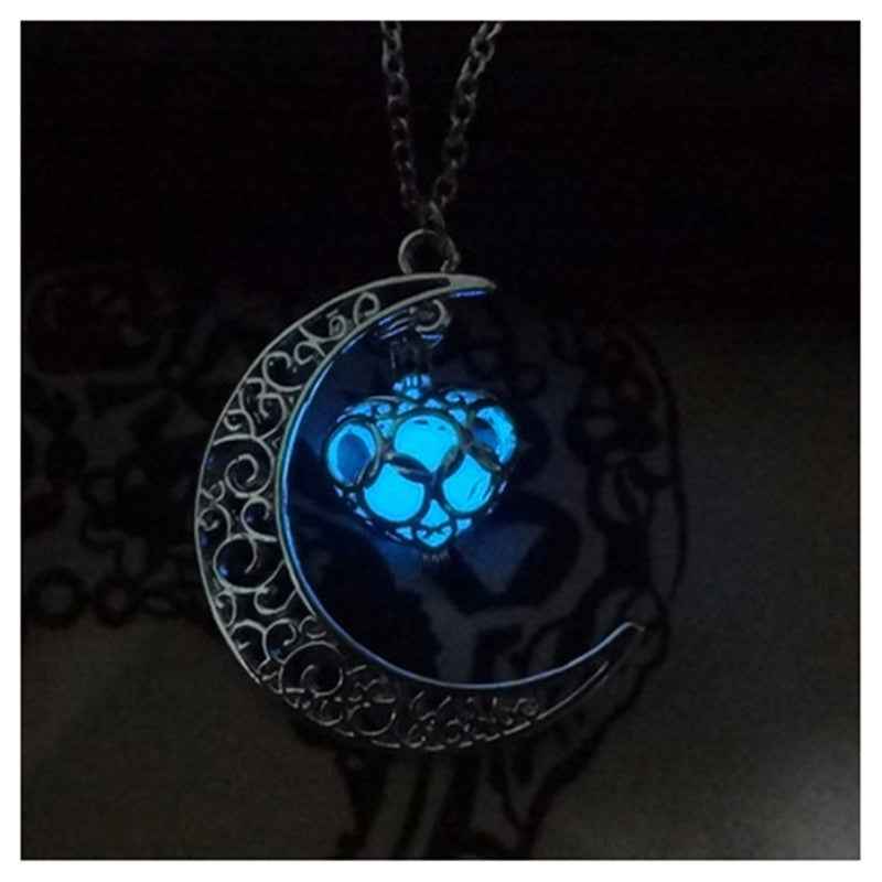 Glowing Pendant Necklace – Luminous Silver Chain Jewelry for Women
