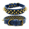 Retro Spiked Dog Collar – PU Leather Adjustable Collar for Large Dogs Blue