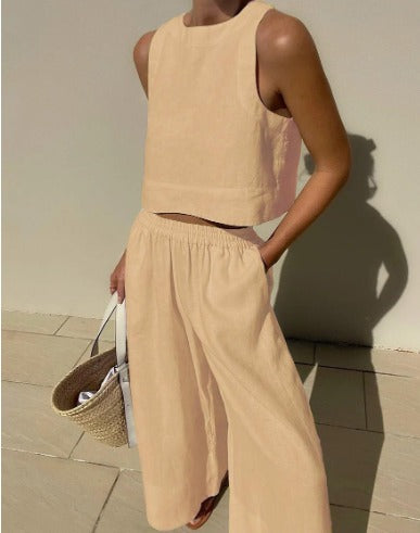 Odette Lightweight Summer Set - Stylish Two-Piece for Warm Days Khaki