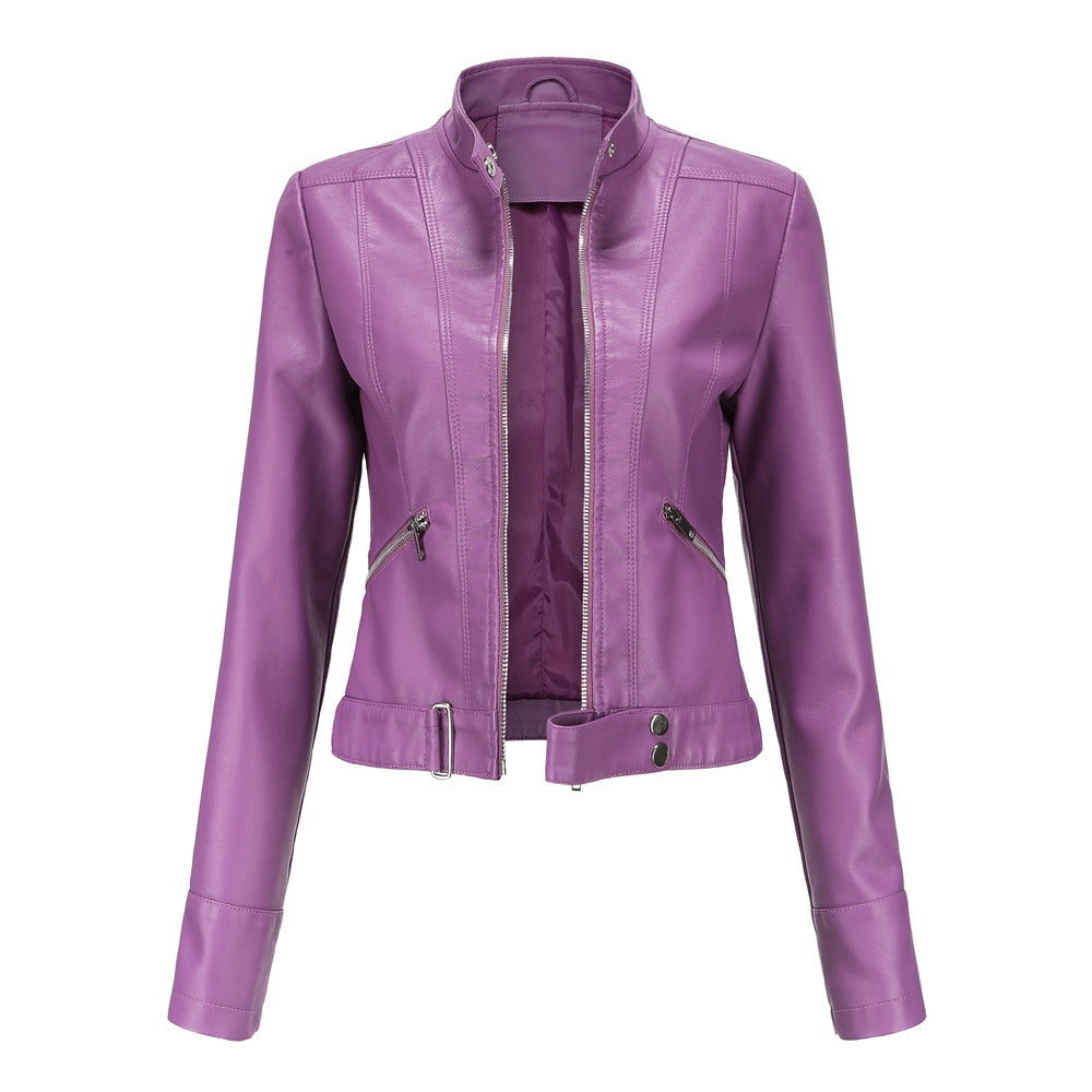 Mille - Sophisticated Leather Jacket Dark Violet